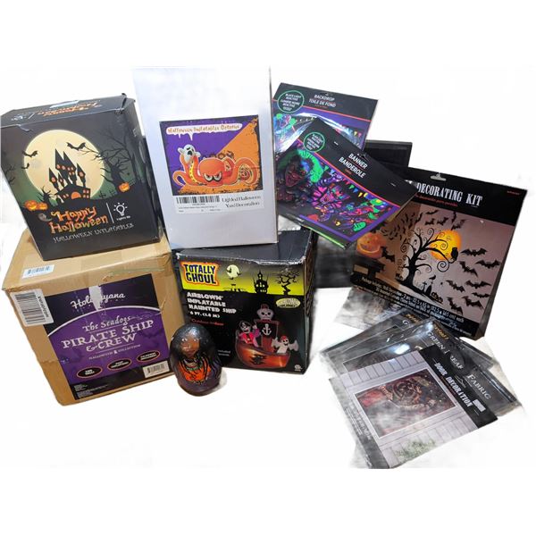 Large Lot Halloween Inflatables, Decor Kits, Banners, and Props