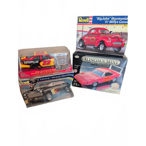 4 Diecast and Model Car Kits: Revell, Lincoln Mint, Racing Champions