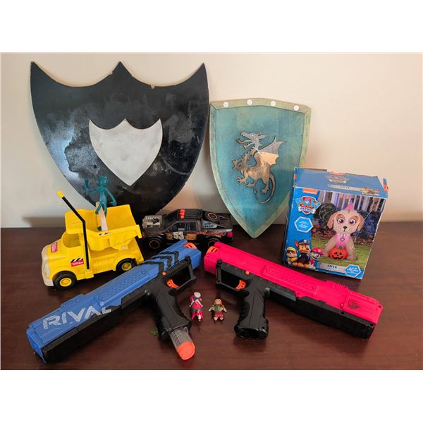 Toy Shields, Nerf Rival Blasters, Tonka Truck, Vehicles, and Figures