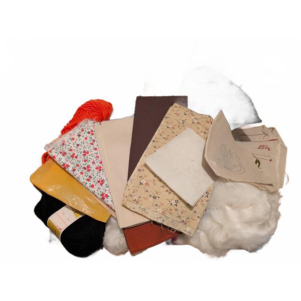 Vintage Sewing Supplies with Simplicity Patterns and Fabric