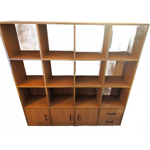 Wooden Cubby Bookcase with Storage Cabinets and Drawers