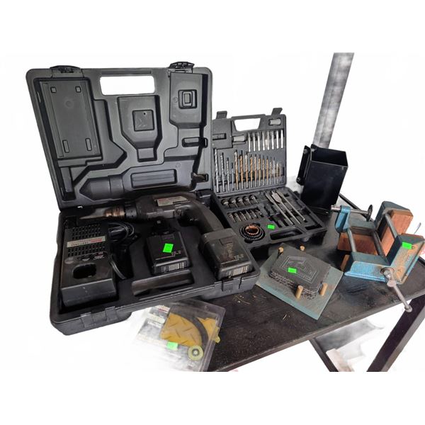 Cordless Drill Set, Drill Bit Kit, Vice Clamp, Fuel Line Hose and Fixture