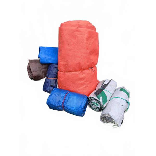 7 Assorted Heavy-Duty Tarps in Various Colours and Sizes