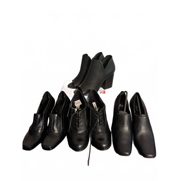Four Pairs Ladies Size 7.5 Black High Heel Shoes