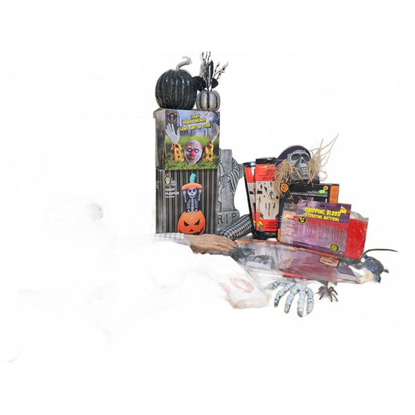 Large Assortment of Halloween Decorations and Props