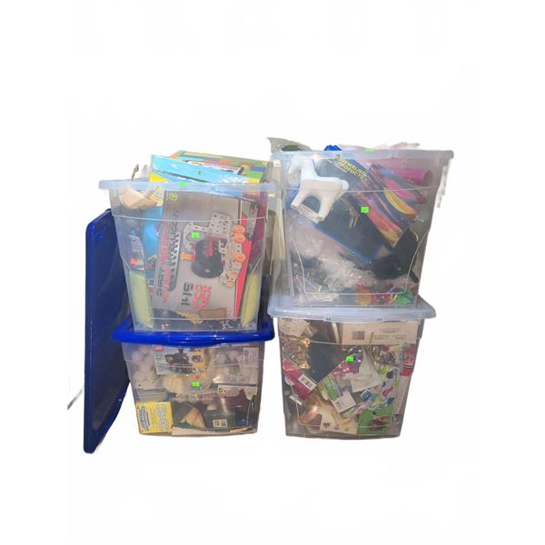 Large Mystery Craft and Activity Lot in Four Storage Bins