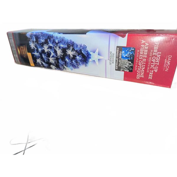 Two Artificial Christmas Trees: Noma 6.5ft Flocked Blue Tinsel and Damson Fibre Optic