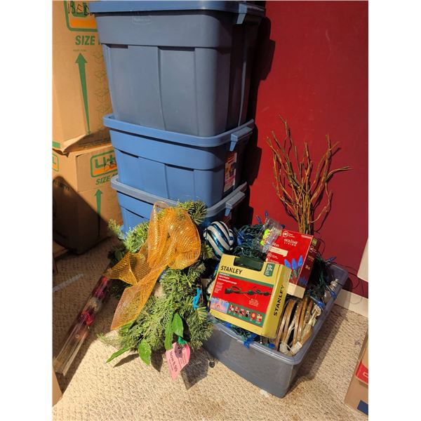 Mystery Christmas Collection With Decor, Wreath, Lights, Storage Bins