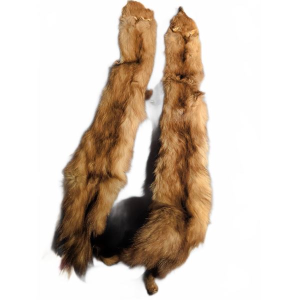 Brown Fur Stoles with Animal Head and Foot Detailing