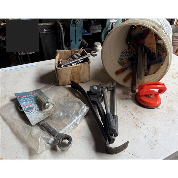 Multiple Hand Tools: Wrenches, Ratchet & Sockets, Pry Bar, Pipe Cutter, etc