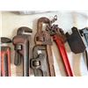 Image 3 : Qty 4 Large Pipe Wrenches, Chain Wrench, Bolt Cutters & W.A. Whitney Hand Punch