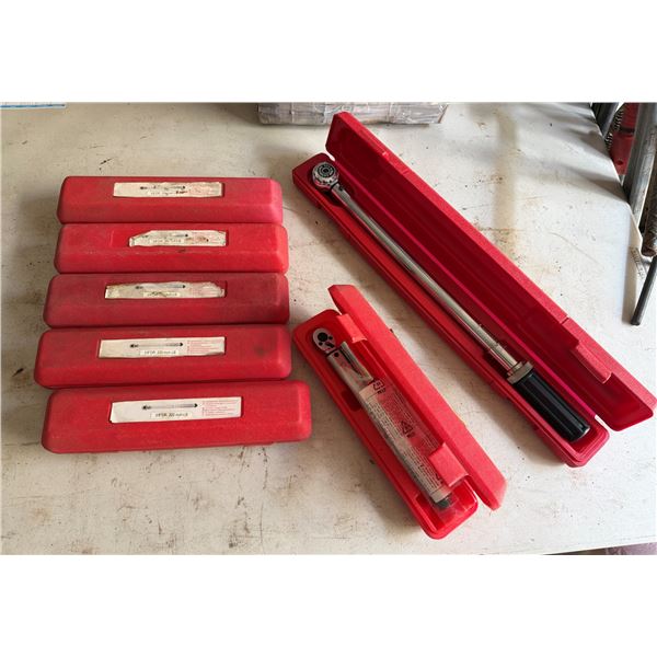 Qty 7 MG Torque Wrenches in Hard Cases, Misc Sizes
