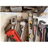 Image 6 : Multiple Pipe Wrenches, Levels, Hammer, etc, Misc Sizes