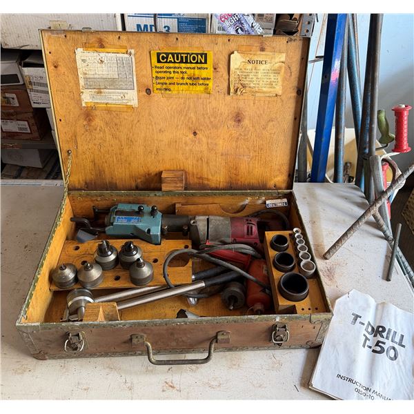 T-Drill T-50 Corded Copper Pipe Collaring & Tee-Forming Machine Set in Hard Case