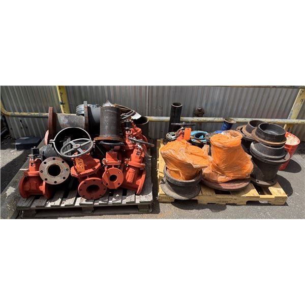 Qty 2 Pallets Ductile Iron Pipe Fittings, Gate Valves, Flanges, etc Misc Sizes