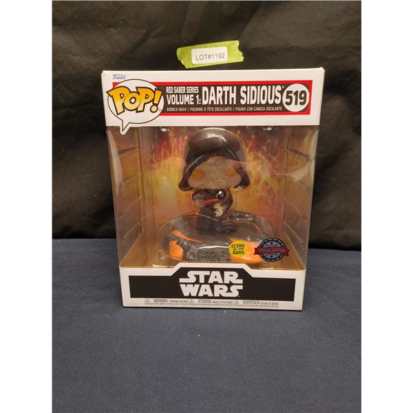 Special Edition Glow in the Dark Funko Pop, Star Wars Darth Sidious #519, Red Sabre Series (New In B