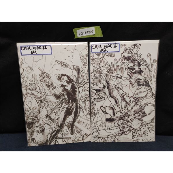 Civil War #1, 2 (2016) Kim Jung Gi, Black and White  Virgin Variant Connecting covers