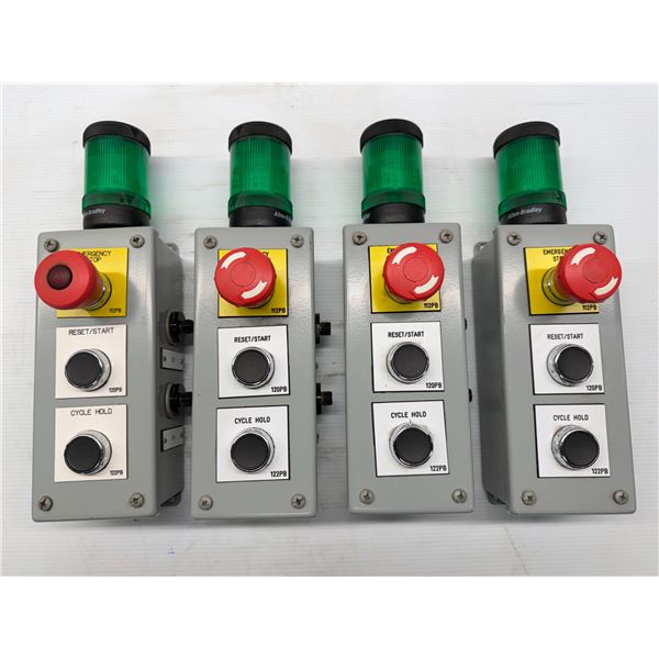 (4) Allen Bradley #855E-LL24G LED Light Indicator Control Boxes