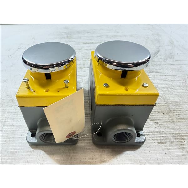(2) Allen-Bradley #800P-S1C1A Palm Operated Buttons