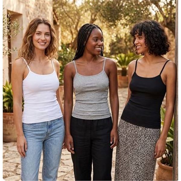 Splendid 3-Pack Camis with Built-In Bra XL