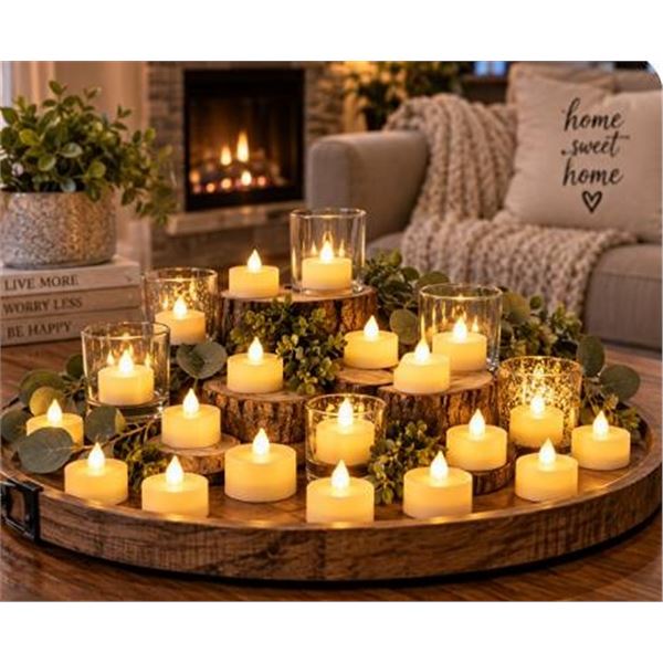 BStars 24 LED Tealight Candles White Plastic