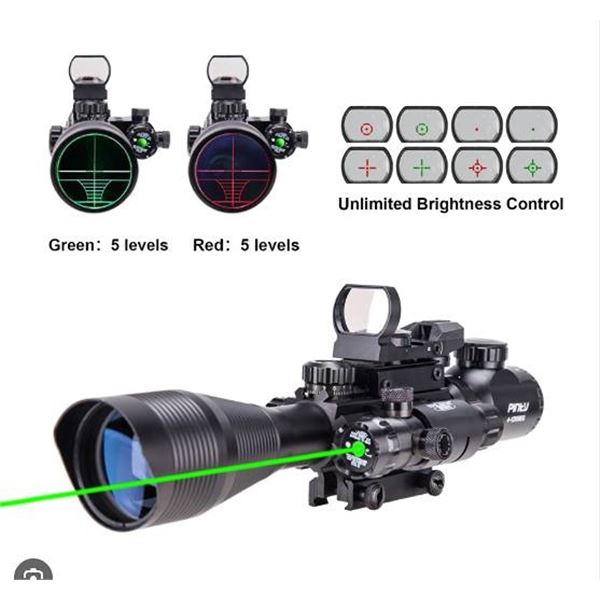 Pinty 4-12x50 EG Rifle Scope with Reticle Crosshairs