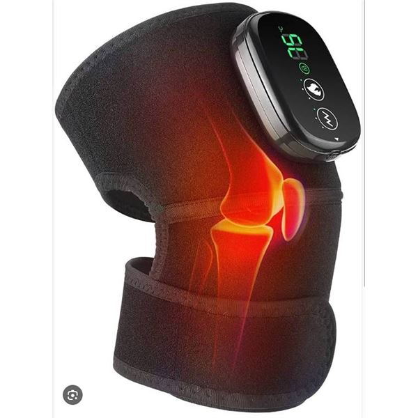 Large Heated Vibration Knee Massager, Black