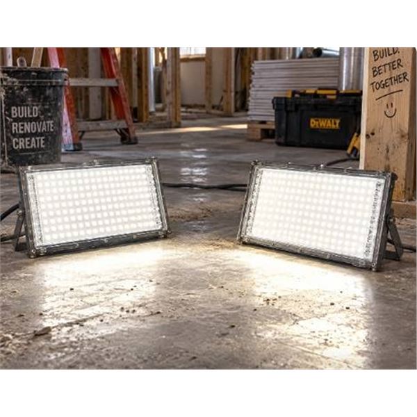 Pair LED Flood Lights with Power Plug Switch