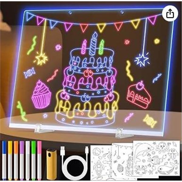 VinTS LED Drawing Board 40x30cm with Markers