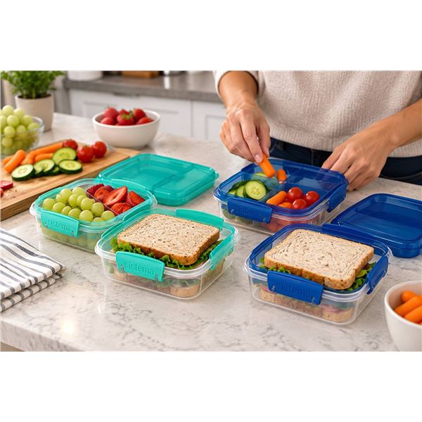 4 Sistema To Go LunchStack Square Containers 1.24L