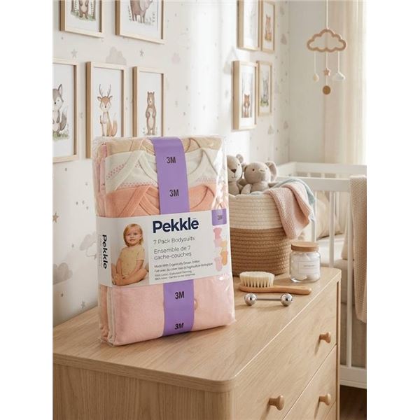 Pekkle 7-Pack Organic Cotton 3M Baby Bodysuits