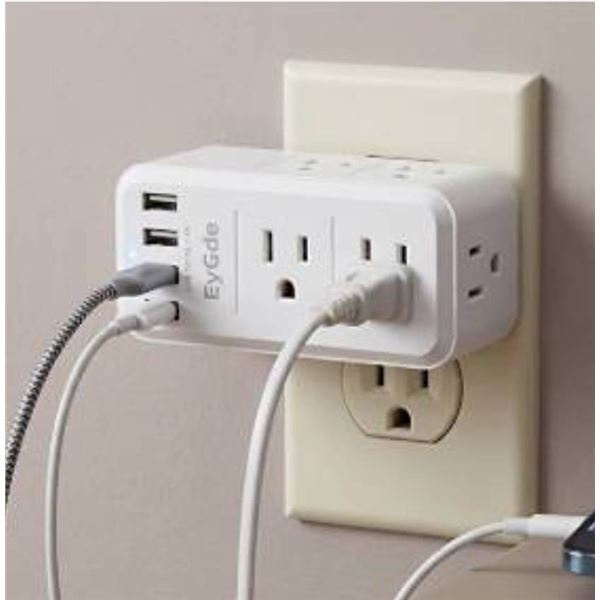 EyGde Multi Plug Outlet 6 AC 4 USB Ports P-05