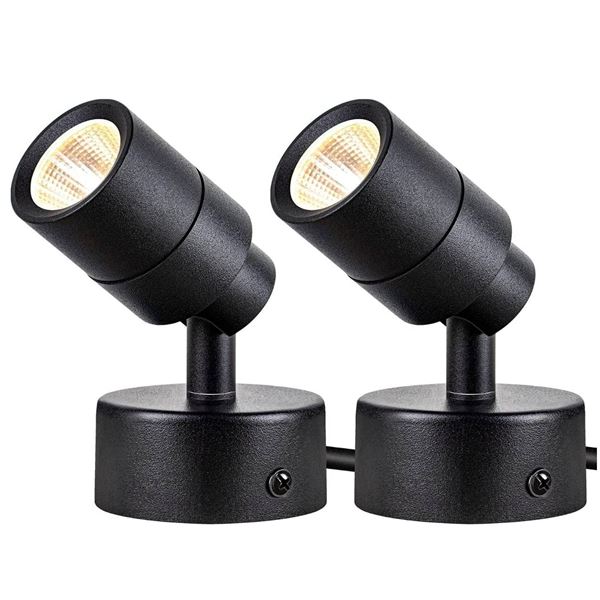 SUNVIE 2-Pack LED COB Spotlight 3W Black 3000K