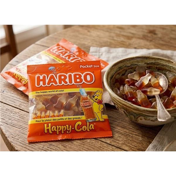 Haribo Happy Cola 18 x 60g Pack Box and Bag