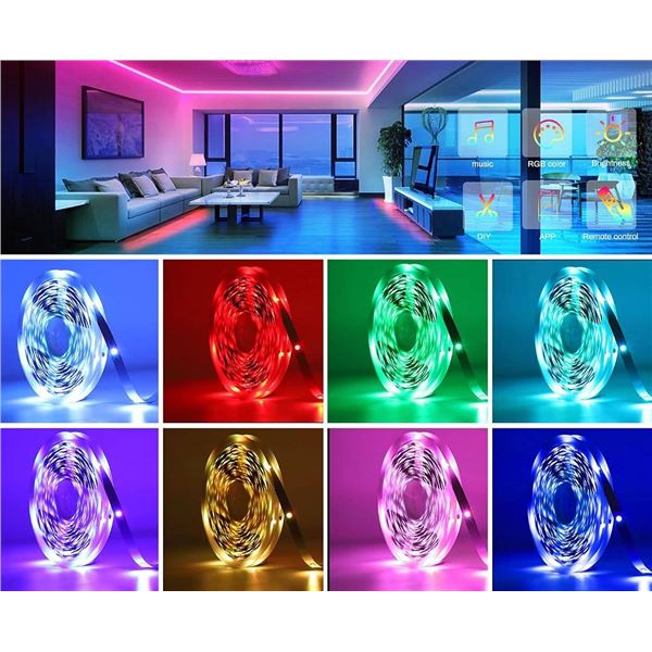 65.6ft RGB LED Strip Light with Remote and App
