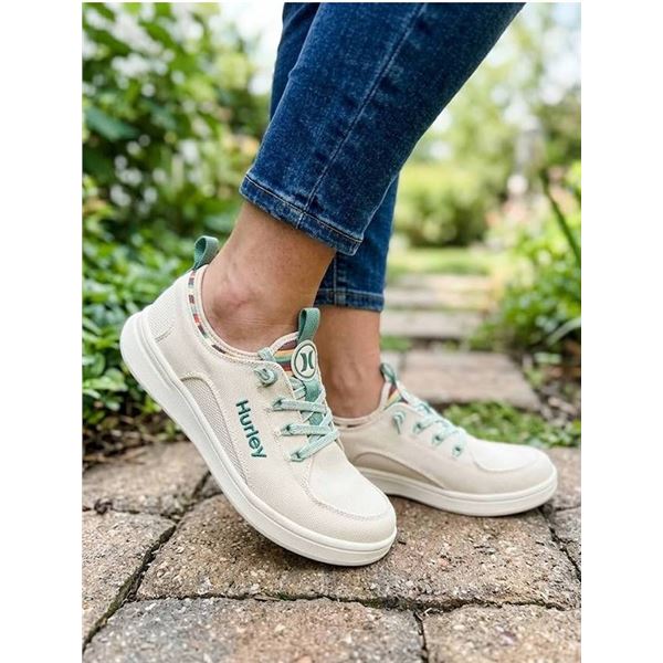 Hurley Canvas Sneakers Beige Green Size 8