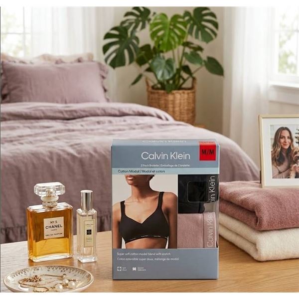 Calvin Klein Medium 2 Pack Cotton Modal Bralette