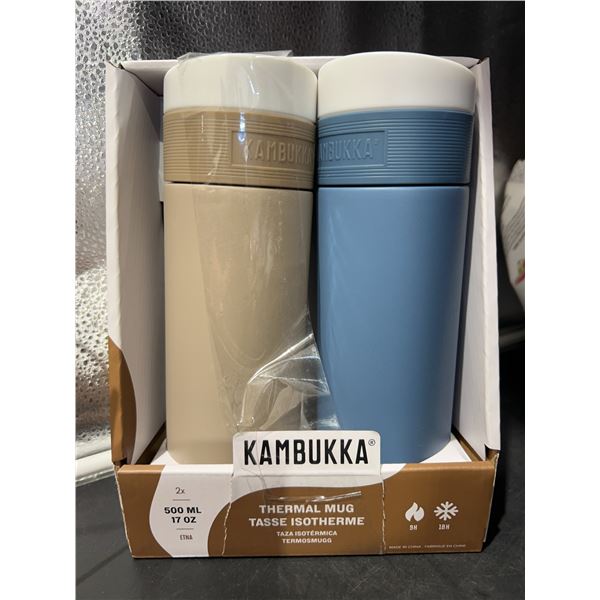 Kambukka 2 Thermal Mugs 500ml Blue and Beige
