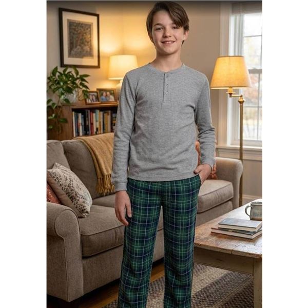 Petit Lem Boys' Pyjama Set, Size 6, Grey/Green