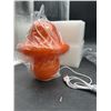 Image 4 : Glass Mushroom Table Lamp Orange Striped LED