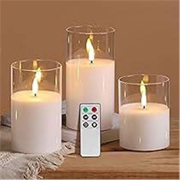 Eynshoo 3-Piece Flameless LED Candle Set with Remote