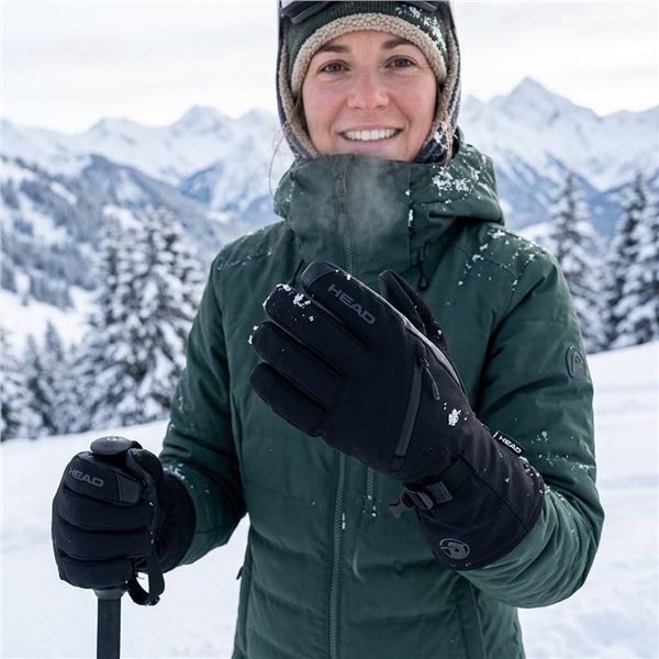 HEAD Black Insulated Ski Gloves Pair