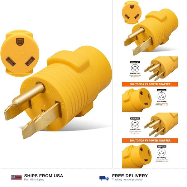 Mecmo 50A to 30A RV Power Adapter, Heavy Duty