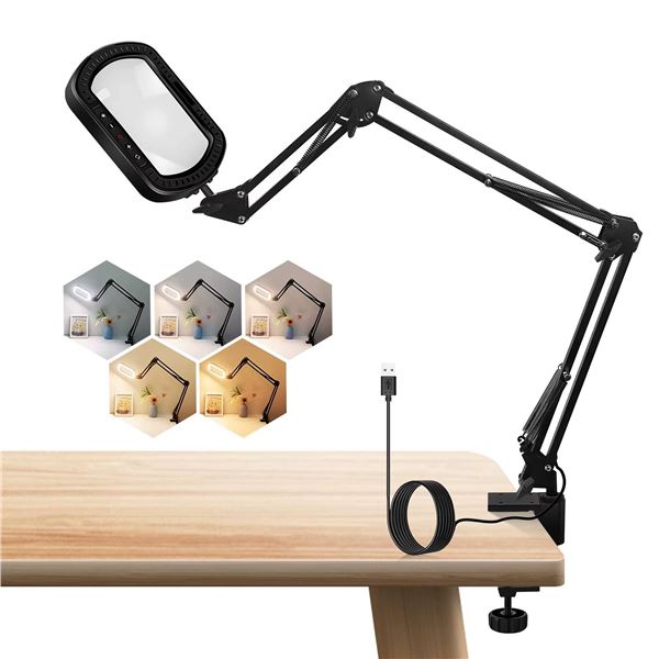 KUVRS 12X Magnifying Glass Lamp with Clamp