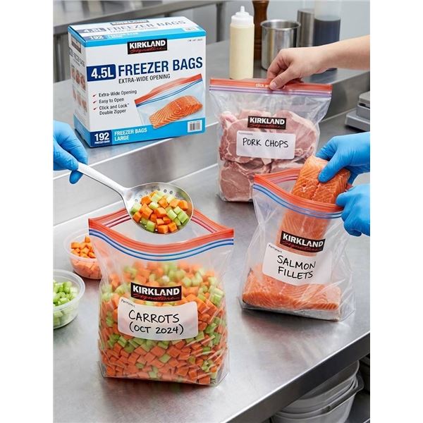 Kirkland 4.5L Freezer Bags 192 Count Box