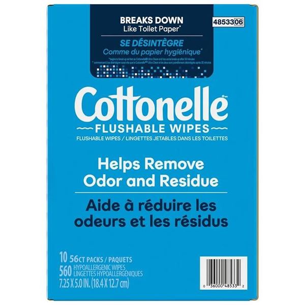 Cottonelle Flushable Wipes 10 Packs, 560 Wipes