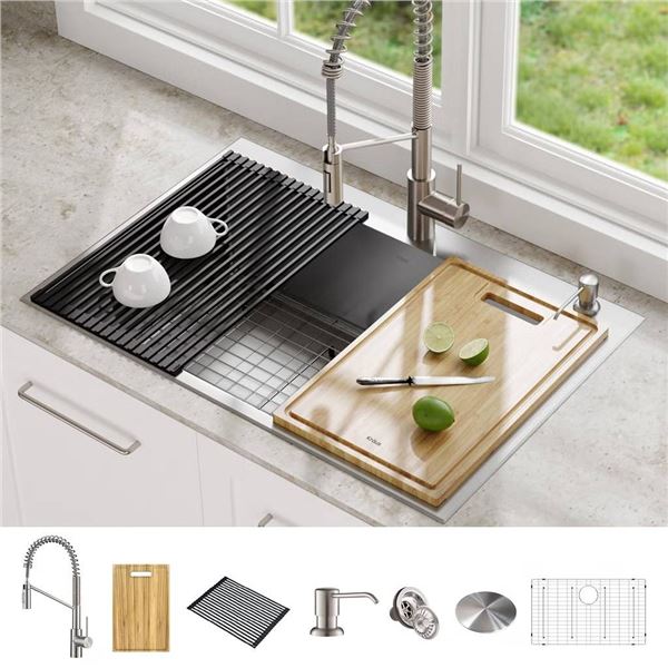 Kraus KCC-1300 Stainless Steel Kitchen Sink Set