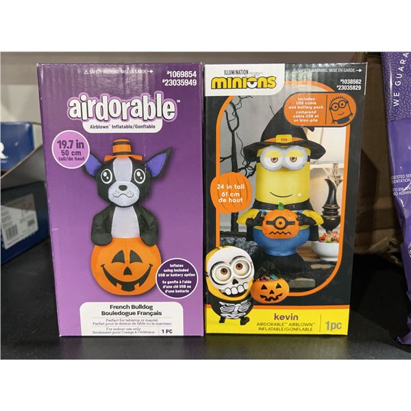 Lot of 2 Airblown Inflatables: French Bulldog & Minions Kevin