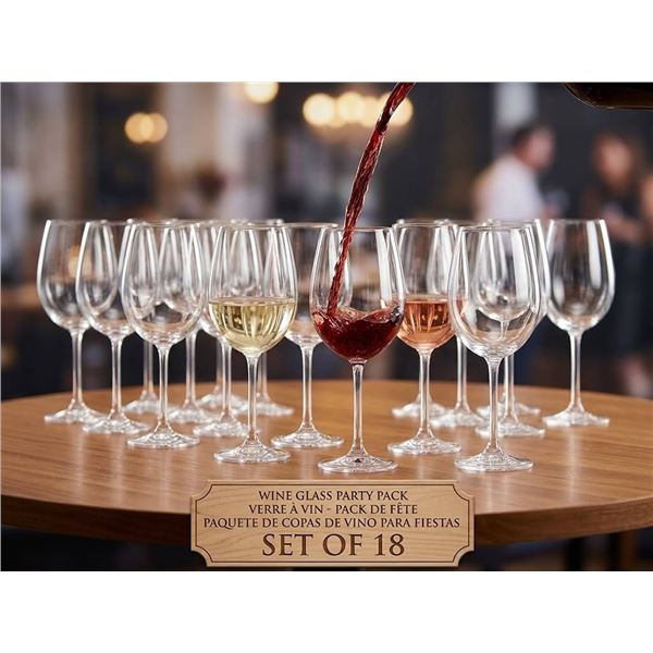 Wine Glass Party Pack Set of 18, 16 oz Glass