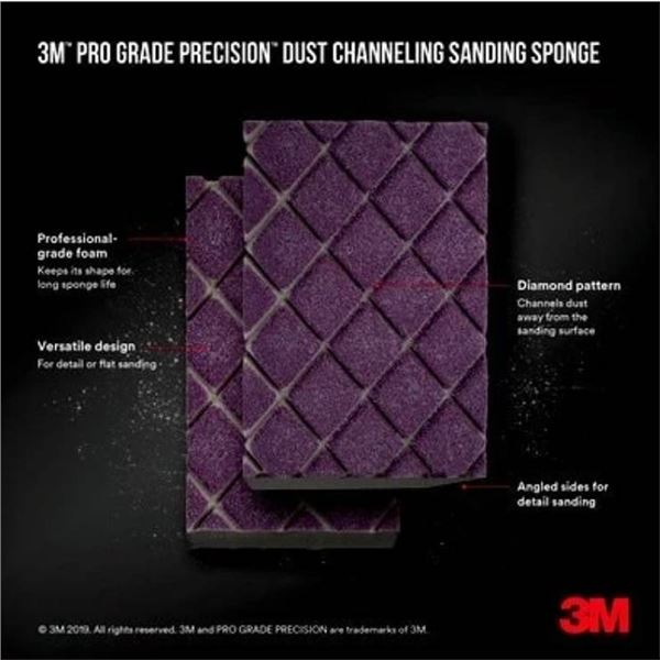 12x 3M 180 Grit Dust Channeling Sanding Sponge